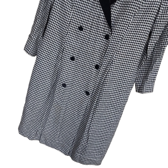 Vintage Black & White Houndstooth Print Double Breasted Blazer Dress - Picture 8 of 8